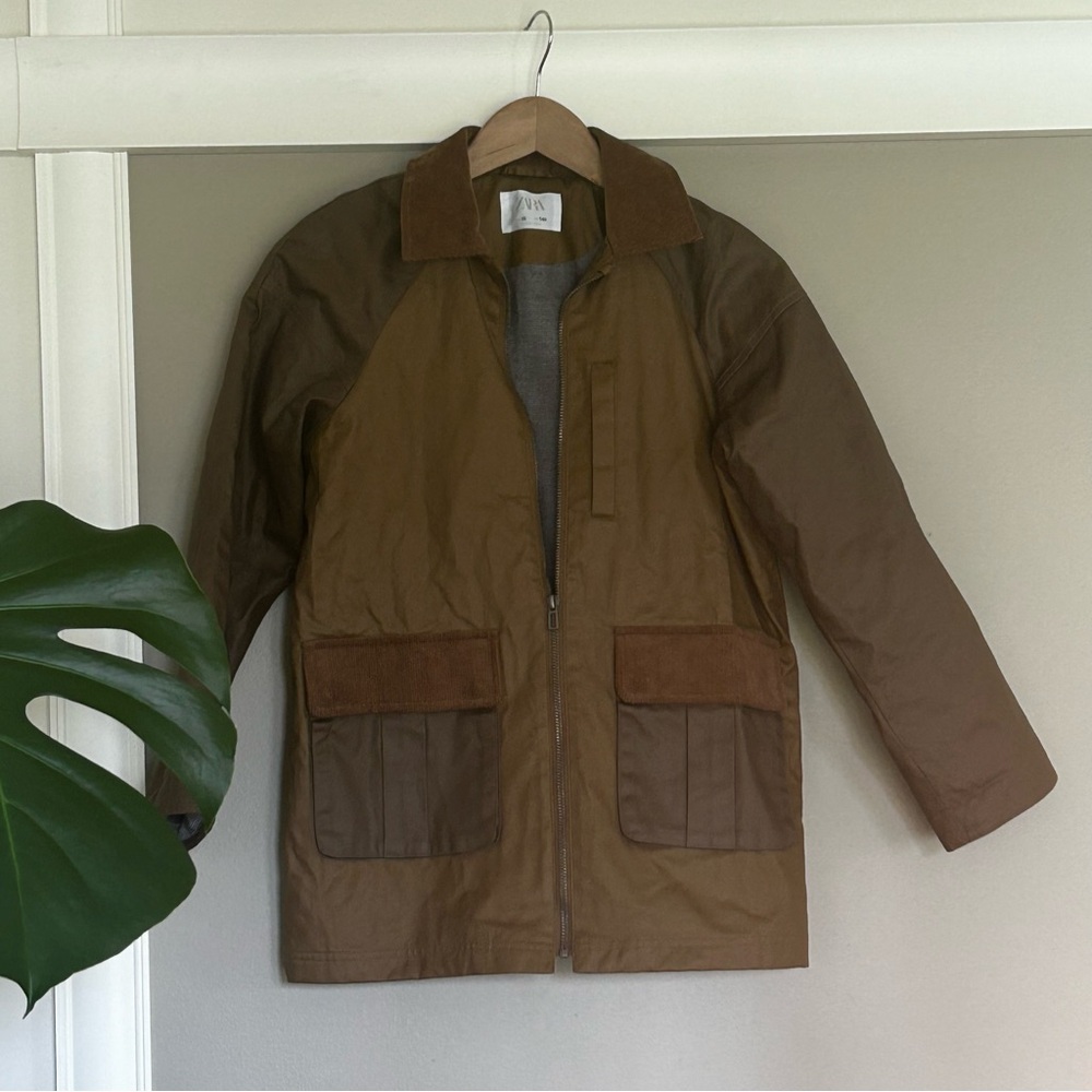 [EUC] ZARA | Kids’ Hunting style brown waterproof jacket | Size 10